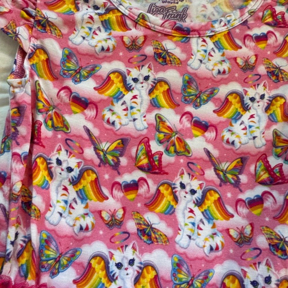 Lisa Frank Angel Kitty Ruffled Cap Sleeve Tulle Skirt Bodysuit (2T) - Picture 5 of 5